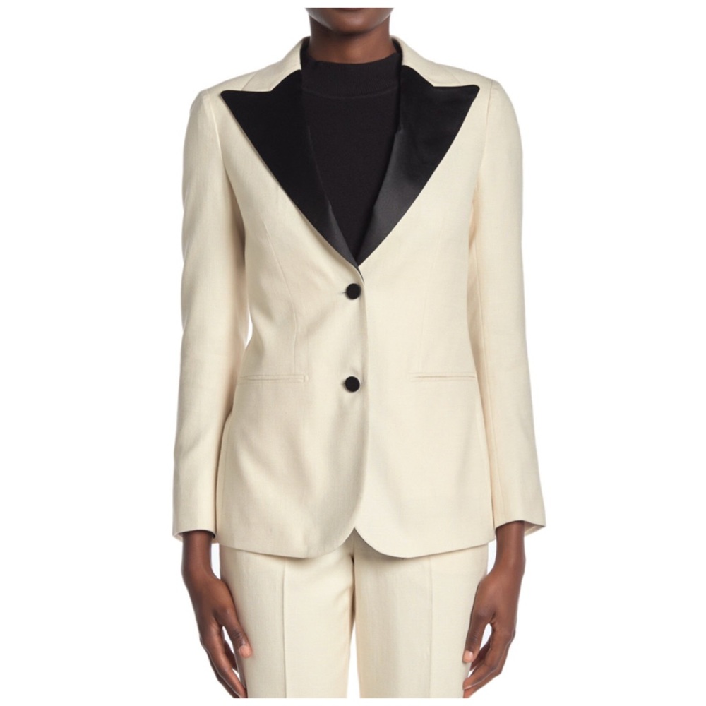 Suistudio White Tuxedo Blazer Silk Linen 4 Bridal Wedding Formal NWT 🟡 - Picture 3 of 14